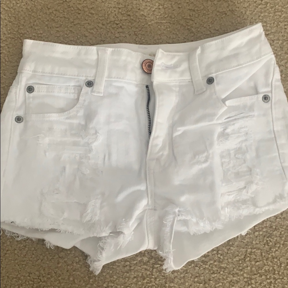 white jean shorts ae super stretch x
